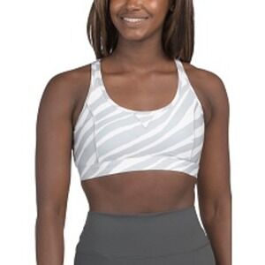 Summersalt Racerback Sports Bra Workout Top White Grey Zebra Desinger Chic M